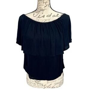 Anthropologie Holding Horses Women's Maya Off-The-Shoulder Top Black Size XS
